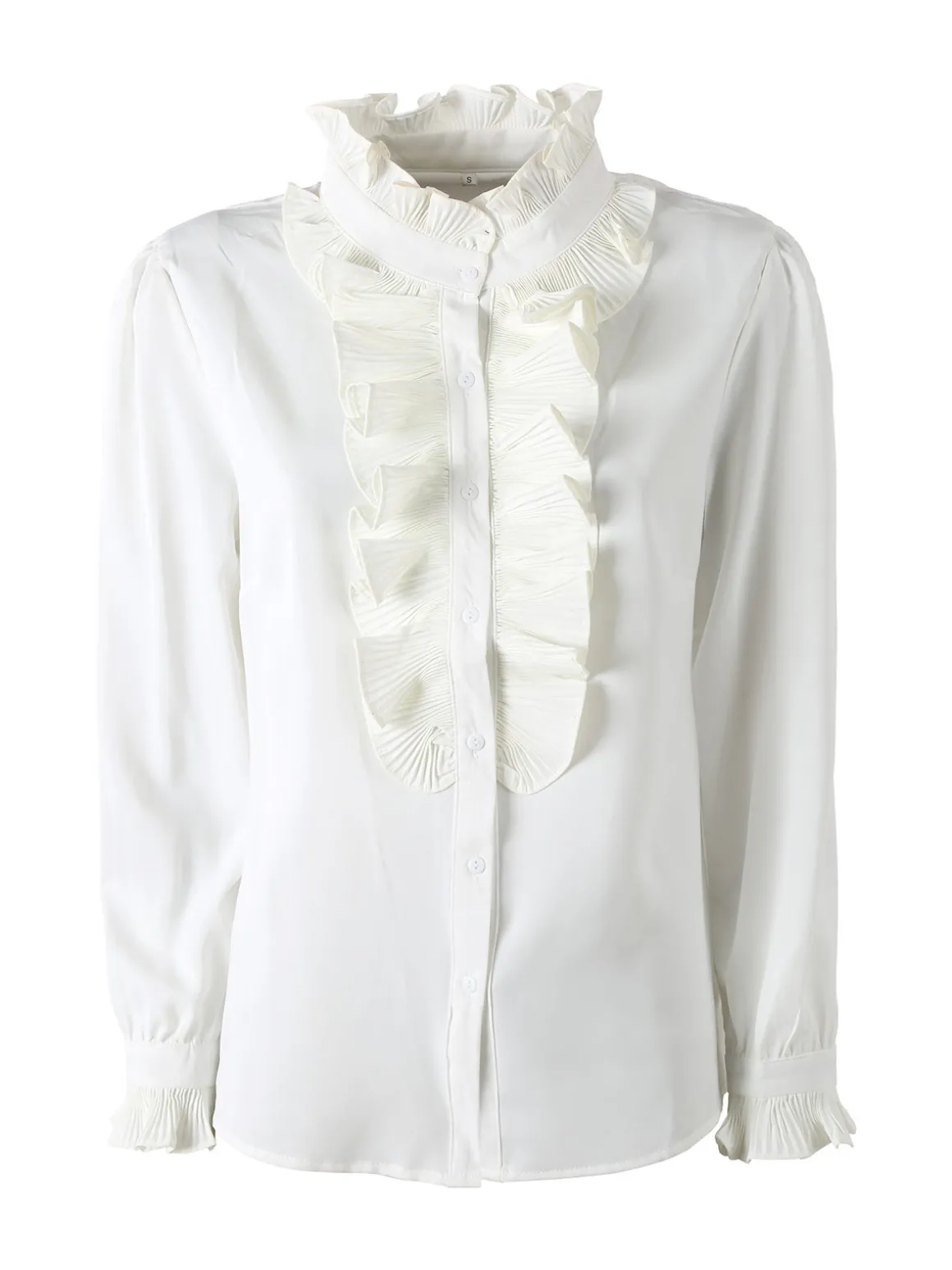 Solada Camicia donna a maniche lunghe con rouches - bianco