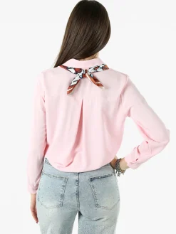 Solada Camicia donna a maniche lunghe con foulard colorato - rosa