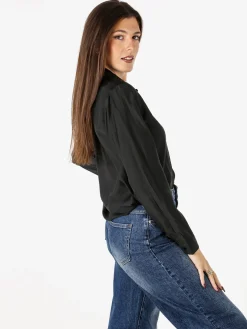 Solada Camicia donna a maniche lunghe in misto cotone - nero