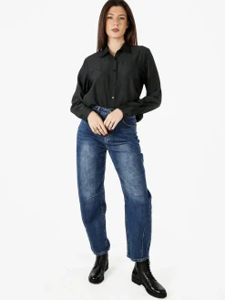 Solada Camicia donna a maniche lunghe in misto cotone - nero