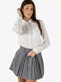 Solada Camicia donna a maniche lunghe in misto cotone - bianco