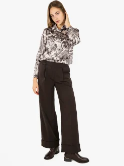 Solada Camicia donna a maniche lunghe con stampe - marrone
