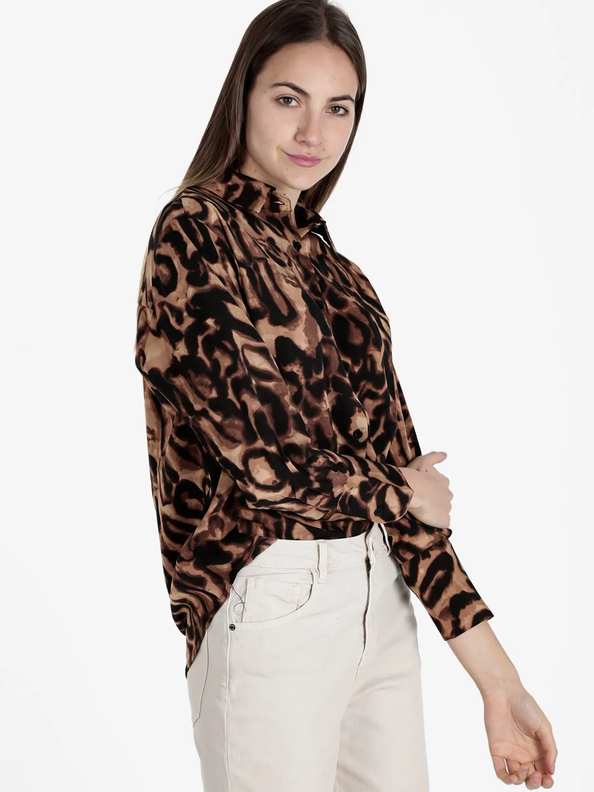 Solada Camicia donna animalier a maniche lunghe