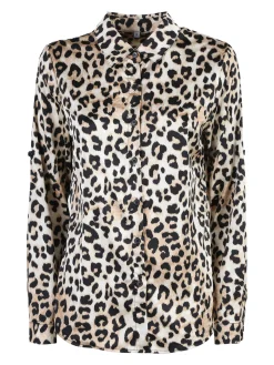 Solada Camicia donna animalier a maniche lunghe - beige