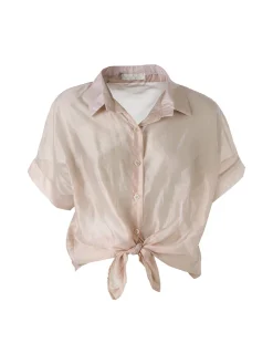 Solada Camicia donna annodata a maniche corte - beige