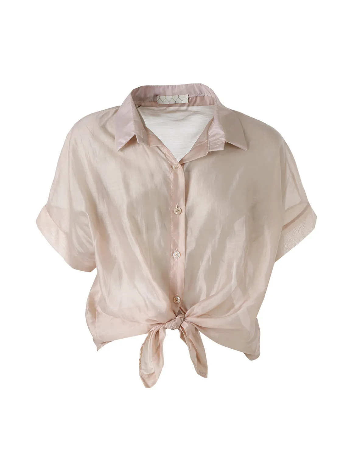 Solada Camicia donna annodata a maniche corte - beige