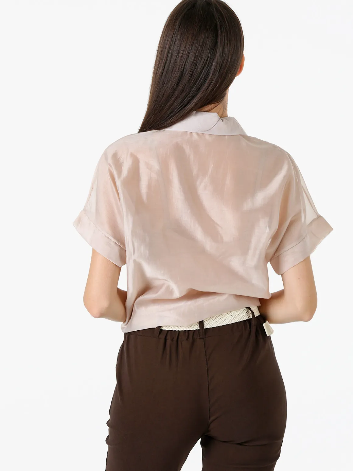 Solada Camicia donna annodata a maniche corte - beige