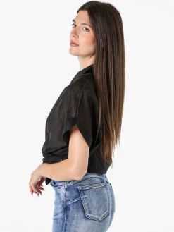 Solada Camicia donna annodata a maniche corte - nero