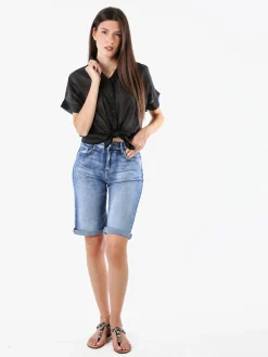 Solada Camicia donna annodata a maniche corte - nero