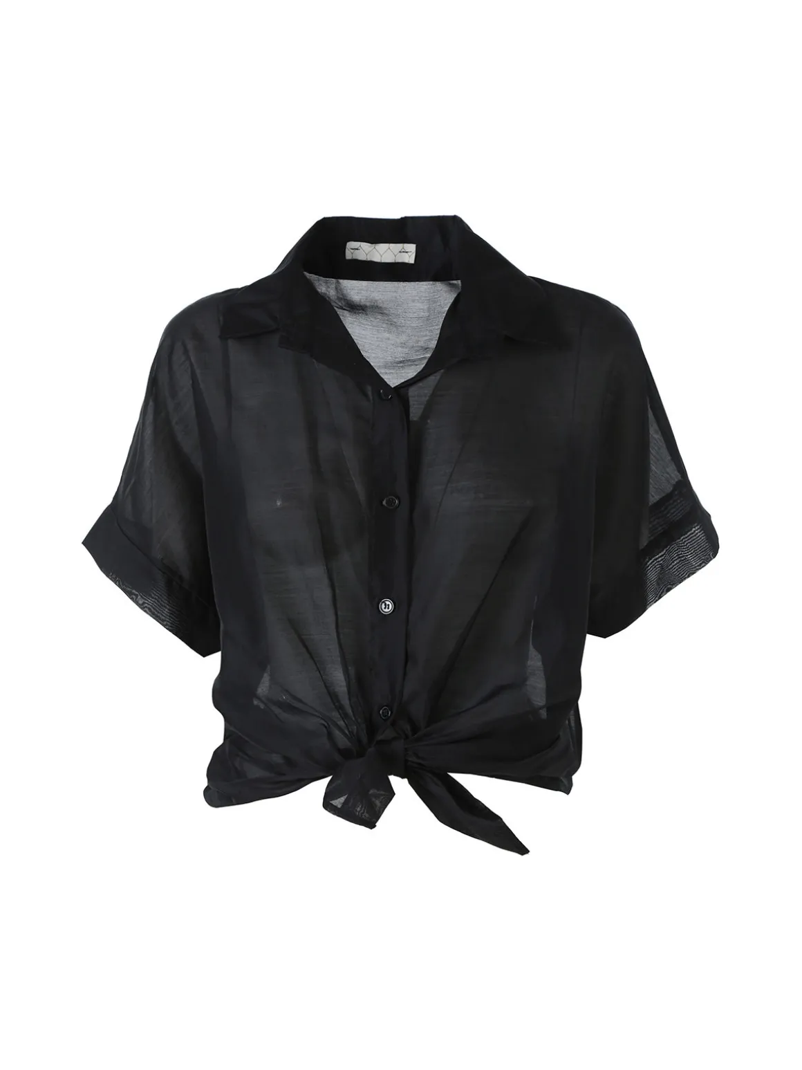 Solada Camicia donna annodata a maniche corte - nero