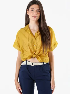 Solada Camicia donna annodata a maniche corte - senape
