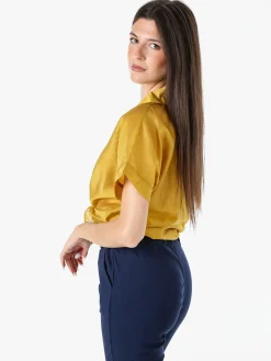 Solada Camicia donna annodata a maniche corte - senape