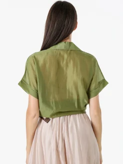 Solada Camicia donna annodata a maniche corte - bianco
