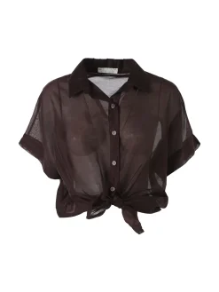 Solada Camicia donna annodata a maniche corte - moro