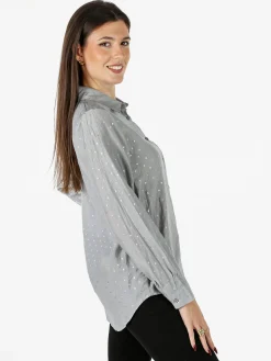 Solada Camicia donna a pois con taschino - grigio