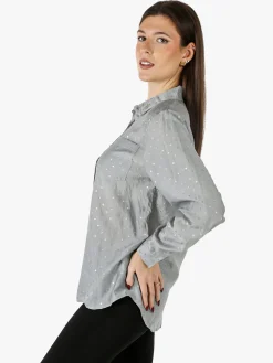 Solada Camicia donna a pois con taschino - grigio