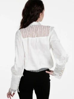 Solada Camicia donna con bottoni di perle e pizzo