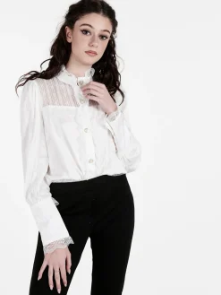 Solada Camicia donna con bottoni di perle e pizzo