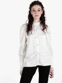 Solada Camicia donna con bottoni di perle e pizzo