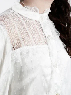 Solada Camicia donna con bottoni di perle e pizzo