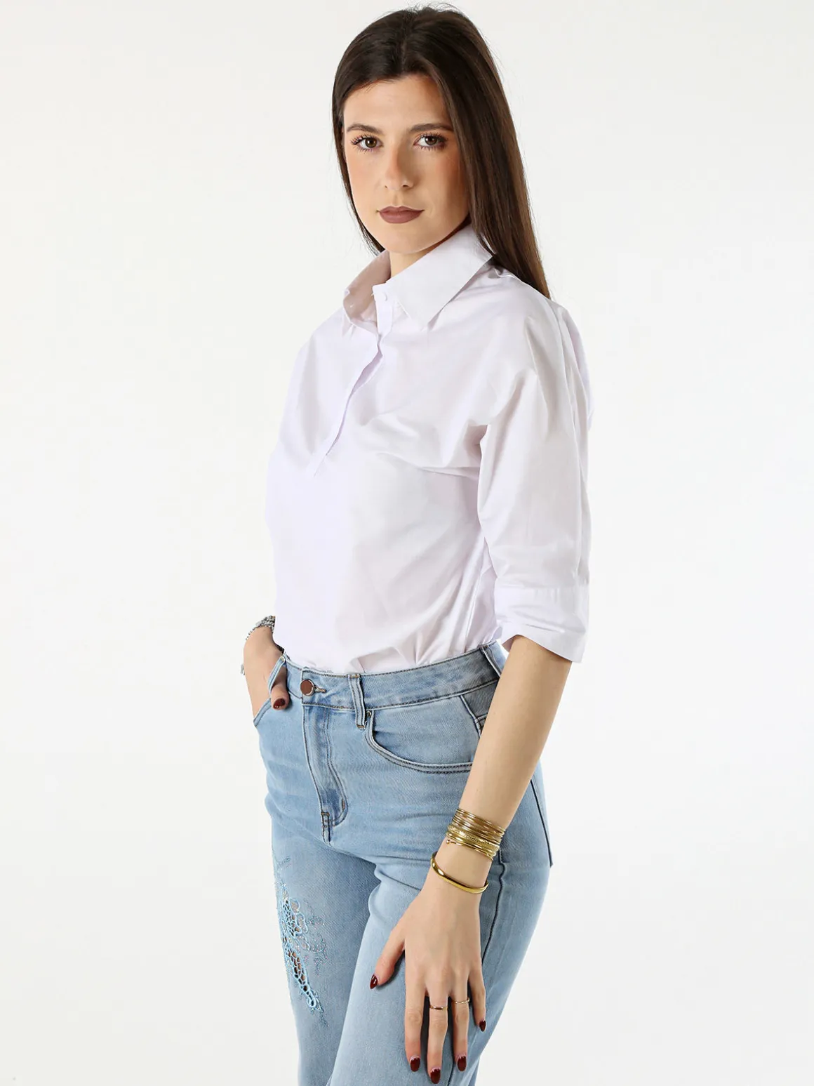 Solada Camicia donna con maniche a 3/4 - bianco