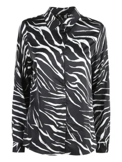 Solada Camicia donna con stampe bicolore a maniche lunghe - nero