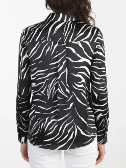 Solada Camicia donna con stampe bicolore a maniche lunghe - nero