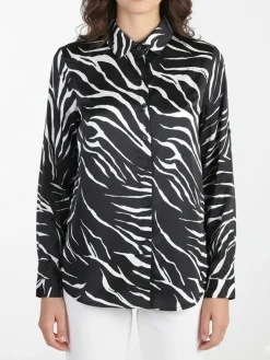 Solada Camicia donna con stampe bicolore a maniche lunghe - nero
