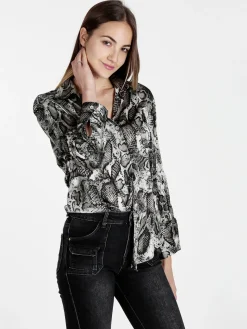 Solada Camicia donna con stampa animalier a maniche lunghe