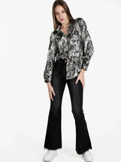 Solada Camicia donna con stampa animalier a maniche lunghe