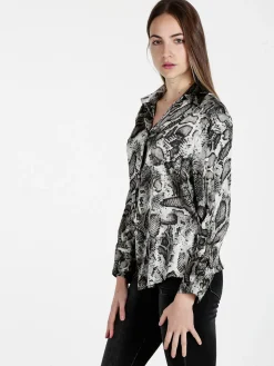 Solada Camicia donna con stampa animalier a maniche lunghe