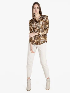 Solada Camicia donna con stampa animalier a maniche lunghe
