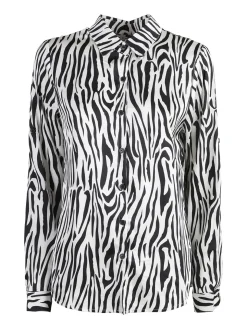 Solada Camicia donna con stampe bicolore a maniche lunghe - bianco