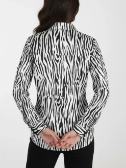 Solada Camicia donna con stampe bicolore a maniche lunghe - bianco