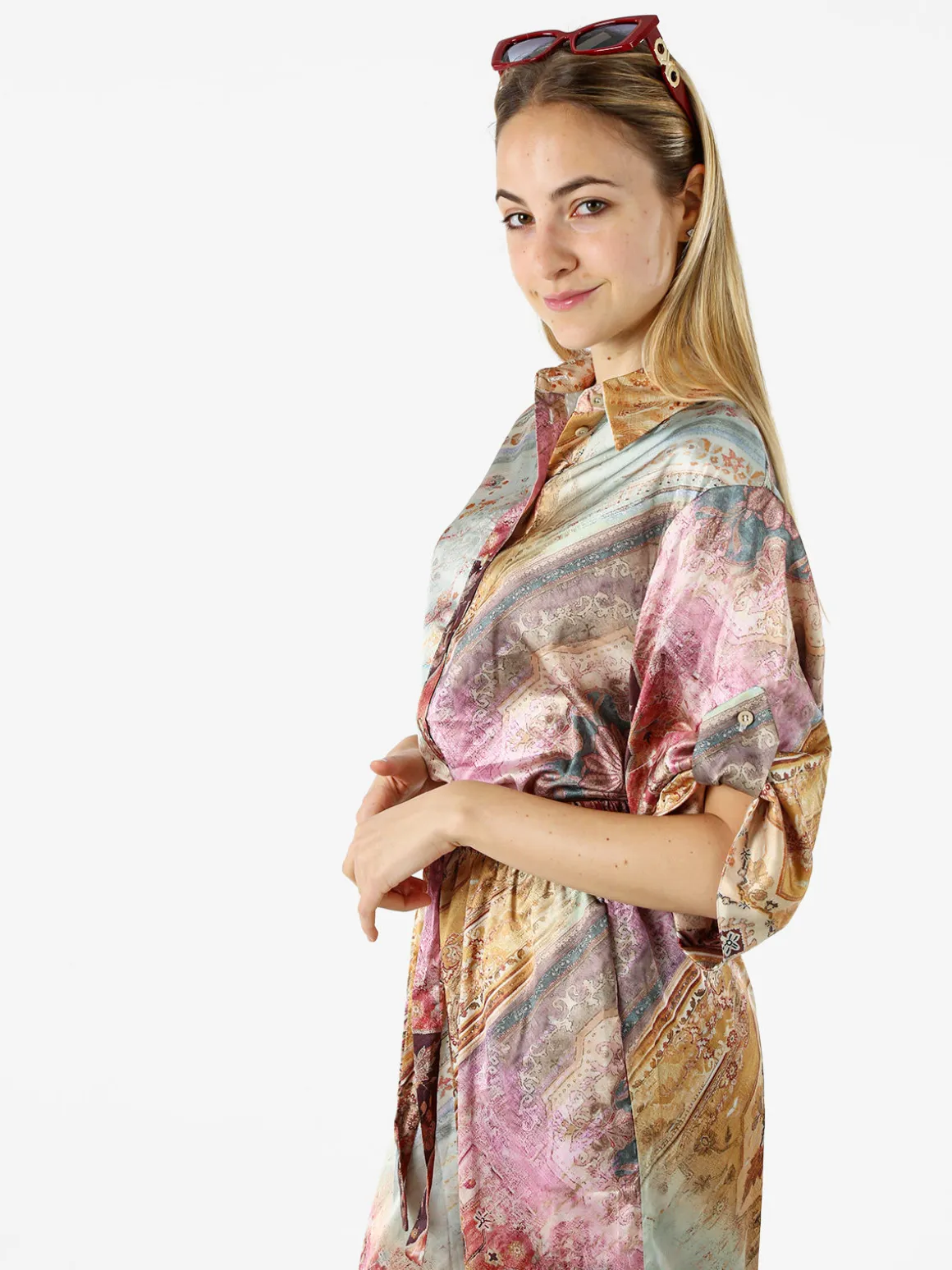 Solada Camicia donna effetto seta con stampe - multicolore