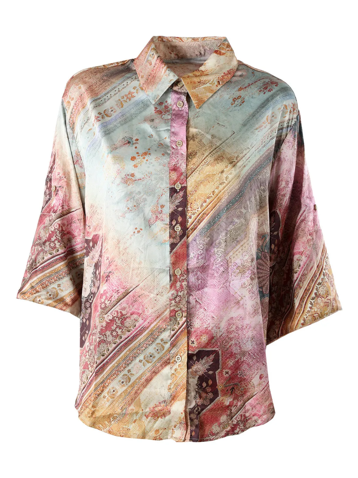 Solada Camicia donna effetto seta con stampe - multicolore