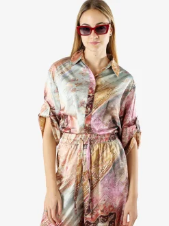 Solada Camicia donna effetto seta con stampe - multicolore