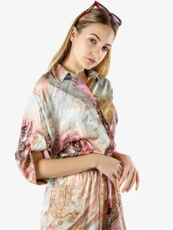 Solada Camicia donna effetto seta con stampe - multicolore