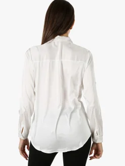 Solada Camicia donna effetto raso a maniche lunghe - bianco