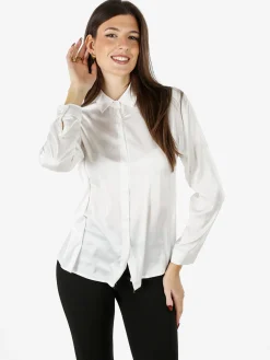 Solada Camicia donna effetto raso a maniche lunghe - bianco