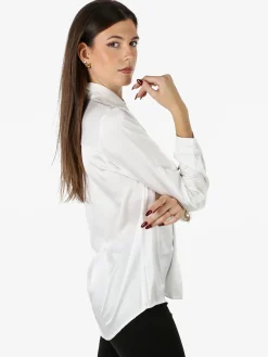 Solada Camicia donna effetto raso a maniche lunghe - bianco