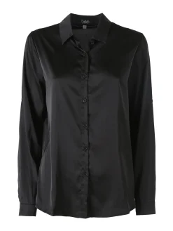 Solada Camicia donna effetto raso a maniche lunghe - nero