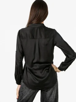 Solada Camicia donna effetto raso a maniche lunghe - nero