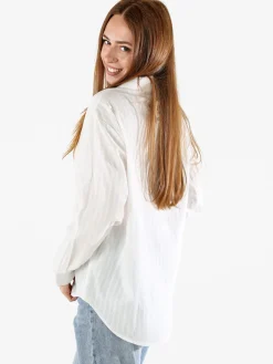Solada Camicia donna in cotone a maniche lunghe con bottoni coperti - bianco