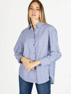 Solada Camicia donna in cotone a righe - blu