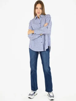 Solada Camicia donna in cotone a righe - blu