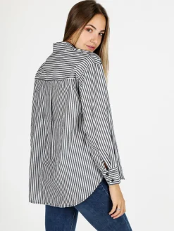 Solada Camicia donna in cotone a righe - grigio