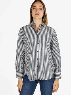Solada Camicia donna in cotone a righe - grigio