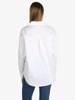 Solada Camicia donna in cotone oversize a maniche lunghe - bianco