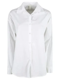 Solada Camicia donna in cotone oversize a maniche lunghe - bianco